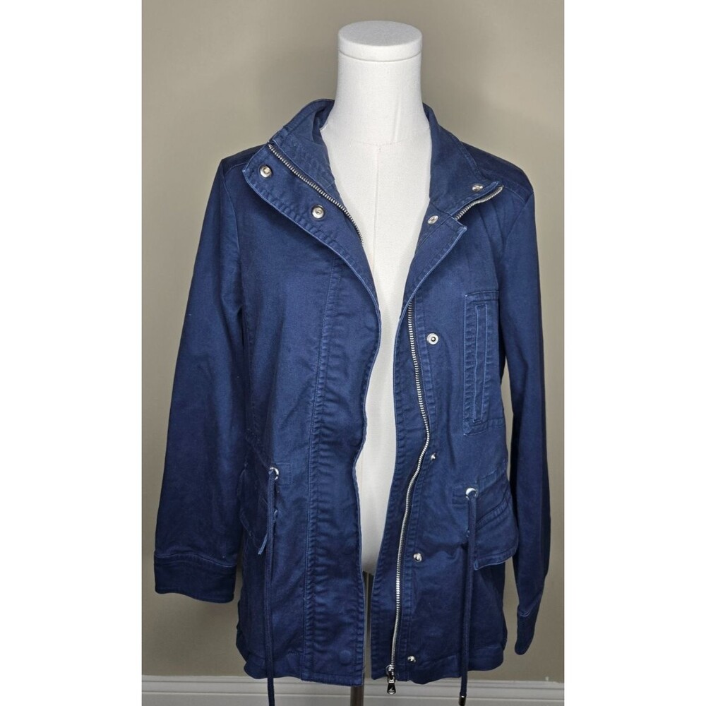 Nautica Women’s Utility Anorak Jacket M Navy Drawstring Pockets Workwear Chic